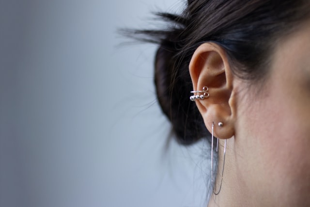 Right Ear with Multiple Piercings