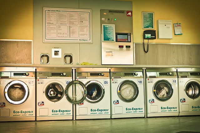 washing machine and dry cleaners in a laundry shop