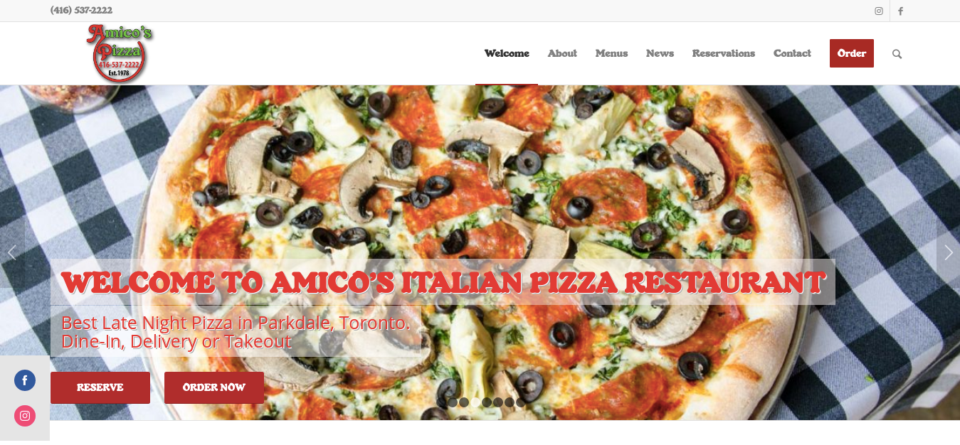 Site Web Amico's Pizza