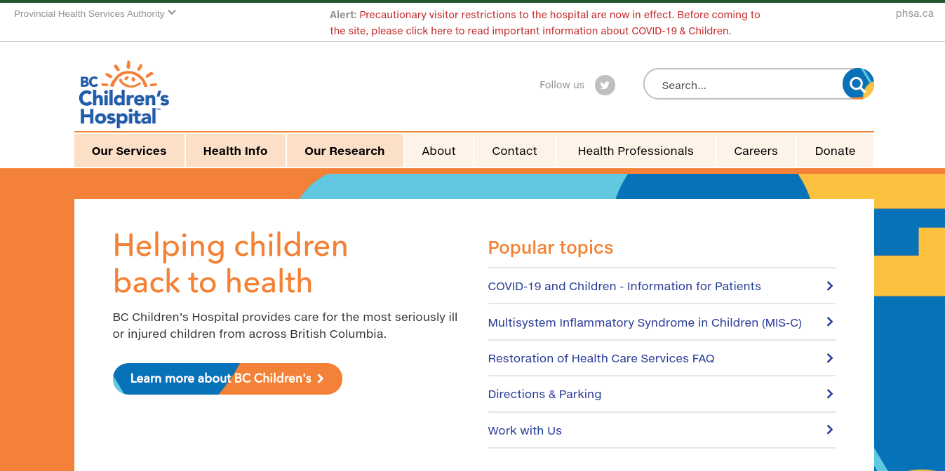BC Children's Hospital Website