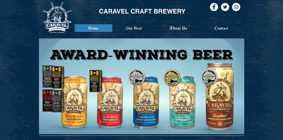 Site Web de la brasserie artisanale Caravel