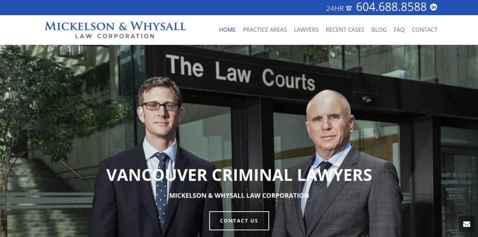 Site Web de Mickelson et Whysall Law Corporation