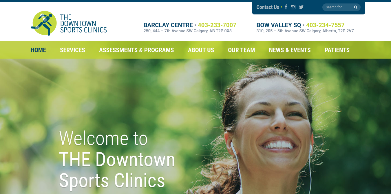 The Downtown Sports Clinics Website
