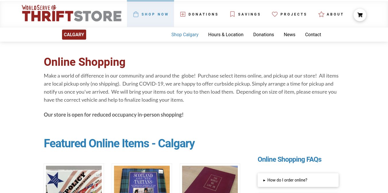WorldServe Thrift Store Website